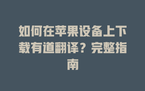 如何在苹果设备上下载有道翻译？完整指南 二