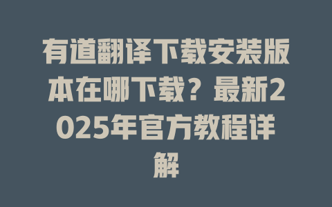 有道翻译下载安装版本在哪下载？最新2025年官方教程详解 二
