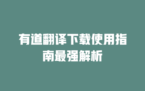 有道翻译下载使用指南最强解析 二