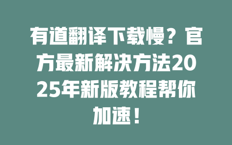 有道翻译下载慢？官方最新解决方法2025年新版教程帮你加速！ 二