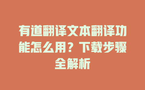 有道翻译文本翻译功能怎么用？下载步骤全解析 二