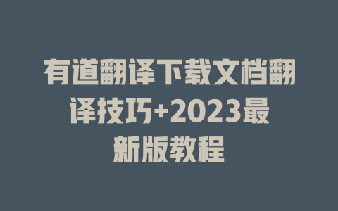 有道翻译下载文档翻译技巧+2023最新版教程 二