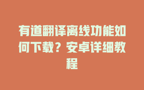 有道翻译离线功能如何下载？安卓详细教程 二