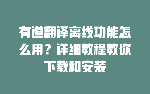 有道翻译离线功能怎么用？详细教程教你下载和安装 二