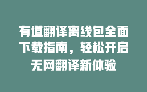 有道翻译离线包全面下载指南，轻松开启无网翻译新体验 二