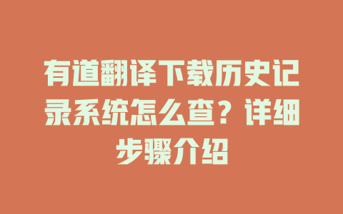 有道翻译下载历史记录系统怎么查？详细步骤介绍 二