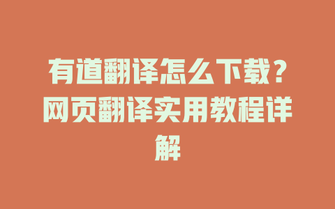 有道翻译怎么下载？网页翻译实用教程详解 二