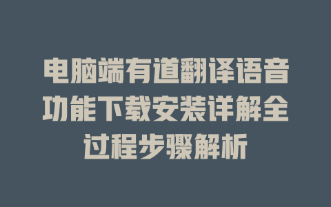 电脑端有道翻译语音功能下载安装详解全过程步骤解析 二