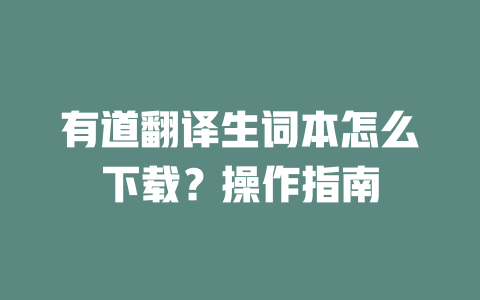 有道翻译生词本怎么下载？操作指南 二