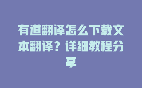 有道翻译怎么下载文本翻译？详细教程分享 二