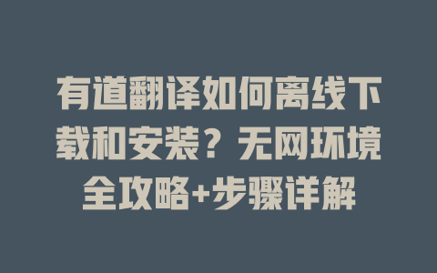 有道翻译如何离线下载和安装？无网环境全攻略+步骤详解 二
