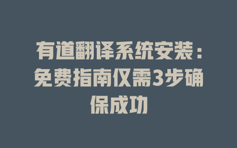 有道翻译系统安装：免费指南仅需3步确保成功 二