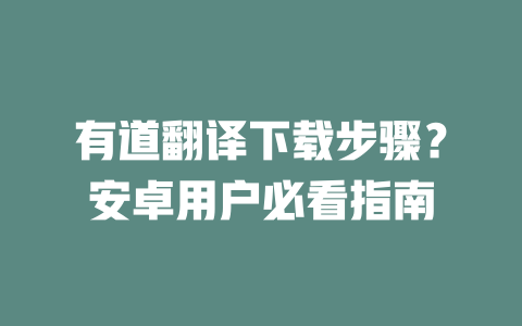 有道翻译下载步骤？安卓用户必看指南 二