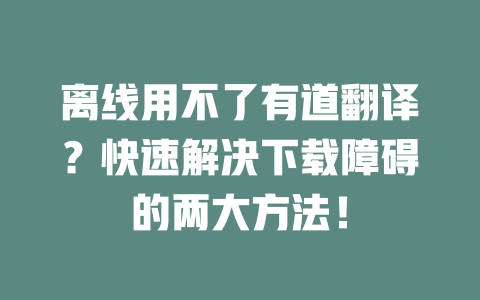离线用不了有道翻译？快速解决下载障碍的两大方法！ 二