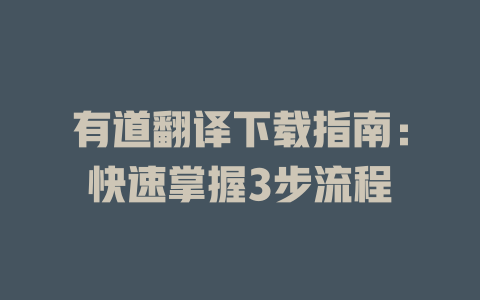 有道翻译下载指南：快速掌握3步流程 二