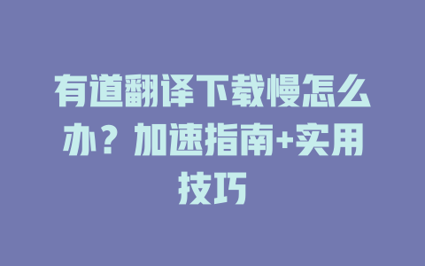 有道翻译下载慢怎么办？加速指南+实用技巧 二