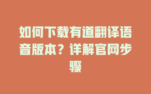 如何下载有道翻译语音版本？详解官网步骤 二
