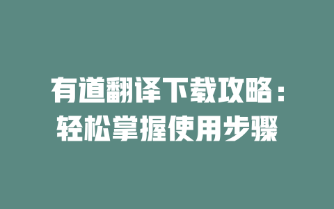 有道翻译下载攻略：轻松掌握使用步骤 二