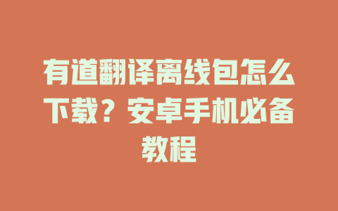 有道翻译离线包怎么下载？安卓手机必备教程 二